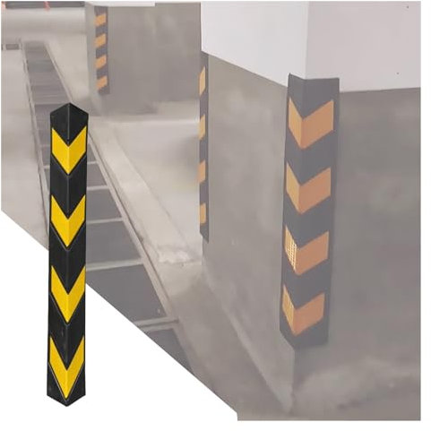 YJEUZCD Eckschutzprofil for Garagen, Kratzfest Parkplatz Wandeckenschutz Mit Reflektierend Gelbe Streifen, Gummi Garagenwand Eckschützer, 1 cm Dick (Farbe : Gelb, Größe : 15pcs-150cm)