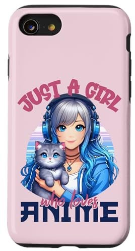 iPhone SE (2020) / 7 / 8 Just a Girl who loves Anime and Cats for Teen Girls, Anime Case