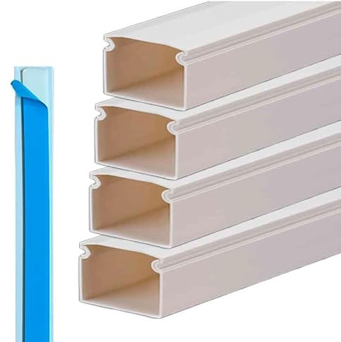 8 Metri Canaline Passacavi Da Muro, Canaline Con Biadesivo e Coperchio, Bianco, 4 Pezzi da 2 Metri, 16mm*16mm