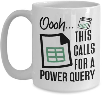 YIVXA Mug 11 oz This Calls for a Power Query Mug Funny Excel PowerBi Software Technician Consultant White Ceramic Coffee Cup for Men Women