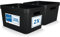 2er Set Aufbewahrungsbox 30L Aufbewahrungskorb Kunststoff Ordnungsbox mit Griffen für Badezimmer Regal Organizer Box (Schwarz, 2er Set 30L)