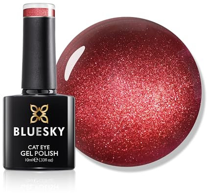 Bluesky Cat Eye Gel Nail Polish 10ml, Velvet Burgundy - RRC05, Red Gel Nail Polish for 21 Day Manicure, Professional, Salon & Home Use, Requires Curing Under LED UV Nail Lamp