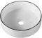 DILECI - Vasque à Poser Ronde en Céramique blanche avec liseré noire mate - Lavabo Design Épuré , Élégant pour Salle de Bain - Contemporain et Durable - Finition Luxe et Intemporelle - 36x36x12 cm