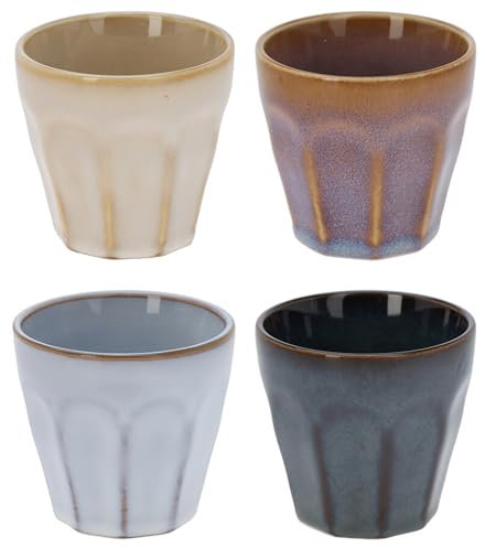4-tlg. Set Espressotassen im Vintage-Look und Landhausstil - kleine Tassen aus Porzellan für Espresso Porzellantassen 90 ml