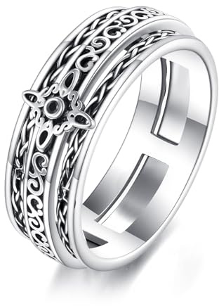 DAYLINLOVE Angst-Ring 925 Sterling Silber Drehbarer Hexen-Knoten Ring Anti-Angst Stressreduktions Schmuck für Frauen Geschenk zum Geburtstag