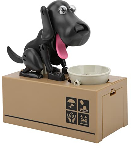 Bonbela Roboterhund-Münzbank, Geldspartopf, Elektronisches Sparschwein für mit Realistischen Bewegungen, ABS-Material Als für (Schwarz)