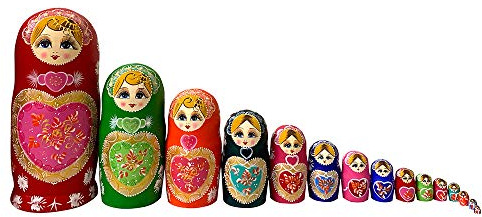 YAKELUS Matroschkas Stücken handgemacht Das Lindenholz Geschenk Spielzeug Matruschka Russian Nesting Dolls professione 002lle Matrjoschka-Marke (30CM 15PCS)