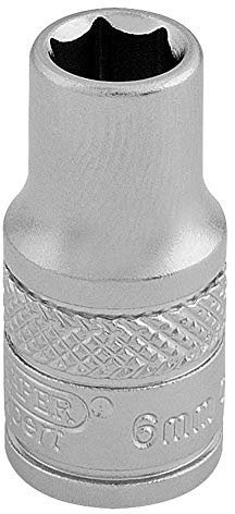 Draper 16510 1/4 Square Drive Micro Satin Chrome Metric Socket, 6 mm Size, Blue