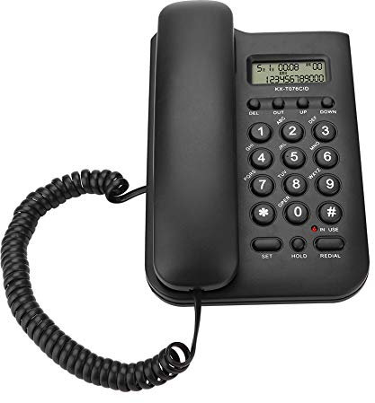 N.INC Schnurgebundes Telefon/Schnurtelefon, LCD Display Home Wired Desktop Telefon Festnetztelefon,FSK/DTMF Einfaches Telefon Freisprechen Analog Telefon für Hause Büro Hotel usw.(Schwarz)
