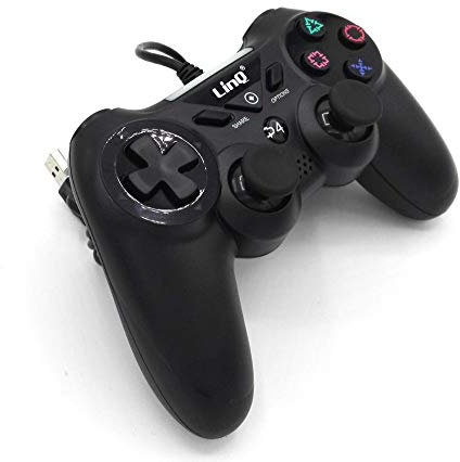 MANDO GAMEPAD CON CABLE COMPATIBLE CON SONY PS4 PC WINDOWS NEGRO