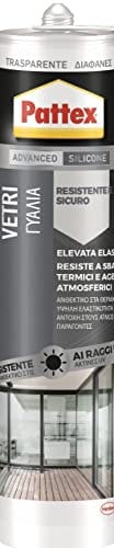 Pattex Sigillante Silicone Neutro per Vetri e Specchi, Neutro per Sigillare e Incollare Specchi, Vetro e Muro, Vetro e Metallo, Vetro e Legno, Vetro e Vetro, Colore Trasparente, Cartuccia da 290 ml