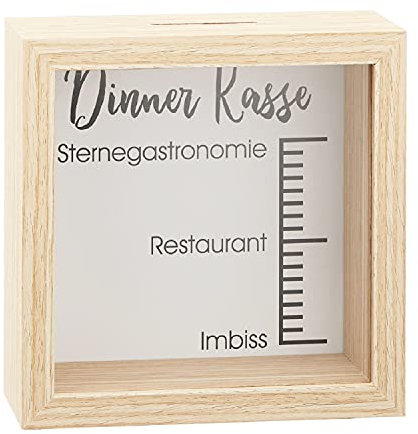 Spardose Bilderrahmen 14,5 x 14,5 cm Holz (Dinnerkasse)