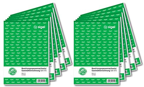 SIGEL GB515/10 Bewirtungsspesennachweis, 2seitig bedruckt, A5, 10er-Pack 50 Blatt