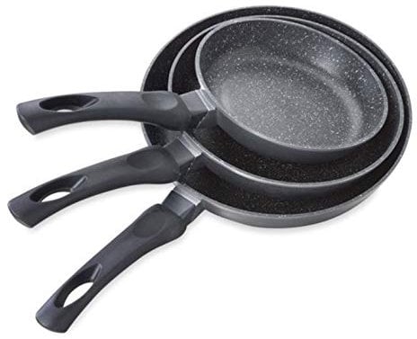 Neu mann Lot de 3 poêles Haut de Gamme alu forgé revêtues Pierre 20/24 et 28cm