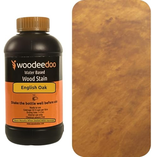 WooDeeDoo Water Based Wood Stain | Wood Dye | Ready to Use | Environmentally Friendly | Solvent Free | Odour Free | 450 ml | English Oak