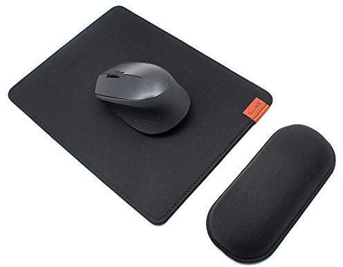 SenseAGE Mauspad mit Handauflage | 24x18 cm ergonomisches Mousepad Handgelenkauflage Set | Mausunterlage mit weichem Kissen für Büro/Homeoffice/Unterwegs | geeignet für alle Mäuse - Schwarz