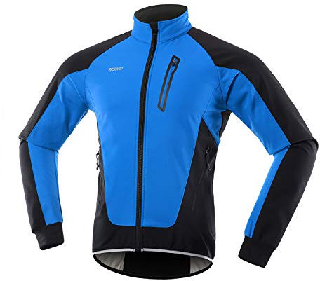 ARSUXEO Fahrradjacke Herren Radjacke Winter Fahrrad Jacke Thermo Reflektierende Wasserdicht Atmungsaktiv Softshell Winterjacke 20B Blau XXL