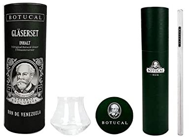 Botucal Geschenkset - 20x Botucalstrohhalm + 3x Botucal Gläser + 3x Filzuntersetzer