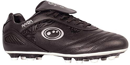 Optimum Senior Silver Razor Lace Up Football Boots - Moulded Stud Outsole, Durable Performance Cleats for Stability & Comfort -Black, Size 8