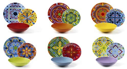 Excelsa Puebla - Juego de platos de 18 piezas, porcelana y cerámica, multicolor