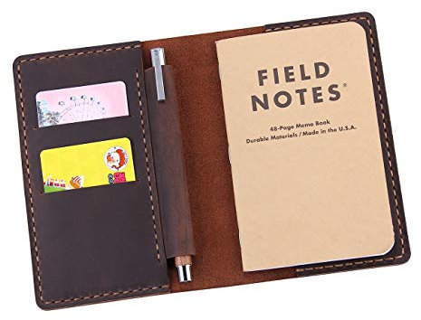 Fasjosma Moleskine Cahier Tagebucheinband, Leder, mit Stifthalter, handgefertigt, Leder, für 8,9 x 14 cm, Kaffeebraun