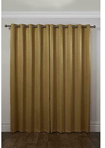 Emma Barclay Ambiance Thermal Blackout Eyelet Curtains – 3D Embossed Curtains With Reflective Reverse Weave in Ochre - Width 46 x Drop 54 (116 x 137cm)