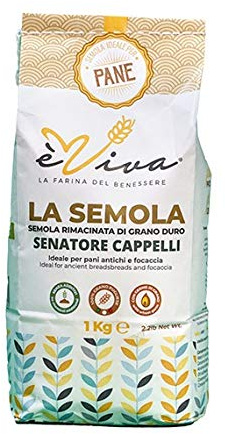 Agricola Piano - Senatore Cappelli | Italienisches Wiedergemahlener Grieß aus altem Hartweizen 1 kg - Remolatierter Grieß für alte Brote, Focaccia - Alte Getreidesorten - Mit lebendem Weizenkeim