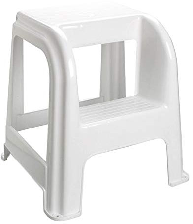 Taburete Domus de plástico con Escalón en Blanco 44 x 42 x 45 cm Taburete Escalera Usar Tanto Profesional como a Hogar