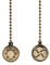 TWDRTDD Deckenventilator-Zugketten, Ornamente, 2 Stück, 30.5 cm lang, Zugkettenverbinder, antikes Messing-Lampenfächermuster in Münzform, Kupferperlenkugel (2, antikes Messing)