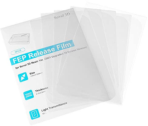 Sovol 3D Upgraded Predrilled FEP Film (5er Pack) 3D Drucker Zubehör für ELEGOO Mars und Mars Pro LCD 3D Drucker 140 x 200 x 0,15mm - nur für Sovol Resin Tank