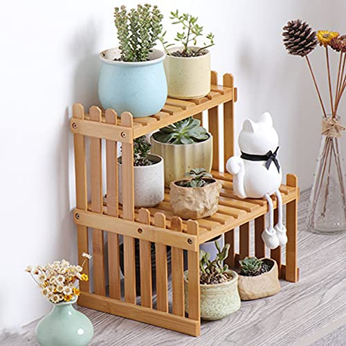 Blumenregal Holz|Pflanzenständer Aus Holz 3Ebenen, Blumenleiter Regal Blumentreppe,mehrstöckig Blumenregal,Pflanzentreppe Für Innen-Balkon, Wohzimmer Outdoor Garten Deko (2 Schicht-M)