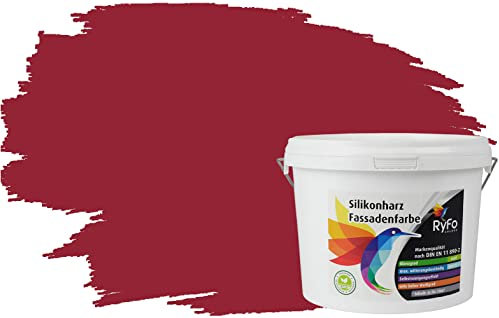 RyFo Colors Silikonharz Fassadenfarbe Lotuseffekt Trend Kirschrot 3l
