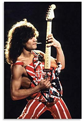 AOHOG Eddie Van Halen with Frankenstrat Poster dekorative Malerei Leinwand Wandkunst Wohnzimmer Poster Schlafzimmer Malerei 12x18inch(30x45cm)