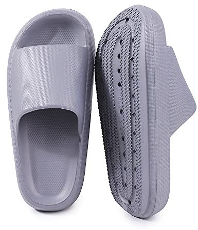ydscsci Womens Mens Cloud Slides Pool Sliders Shower Shoes Beach Sandals Bathroom Slippers Thick Sole Non Slip Comfy Meteorite grey Size 5/5.5