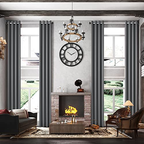 MAIHER 4,3 m langer Verdunkelungsvorhang, extra lang, mit Ösen, 2-stöckiger Vorhang für Schlafzimmer, hoher Deckenvorhang für Wohnzimmer, 1 Panel (Grau, 127 cm B x 427 cm L)