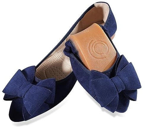 MACHSWON Ballet Flats for Women Comfortable Women's Flats Ballerina Folding Pumps Casual Dress Pointed Toe Black Flats Shoes Women(Navy, Size 7)