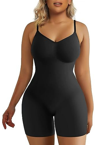 SHAPERX Gaine Amincissante Ventre Plat Femme Body Gainant Sculptant Minceur Invisible Shapewear Bodysuit Abdomen Contrôle, UK-SZ5218-Black-2XL/3XL