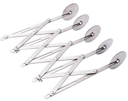 rotelle tagliapizza PIZZA COLTELLO REGOLABILE RUOTA Piano di cottura for tagliare le fette della pasta pizza pizza multimo tondo divisore di coltello 3/5/7 pizza cutter ( Color : Silver , Size : 5 )