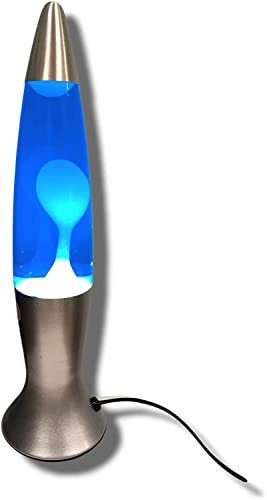 ROCKING GIFTS Desktop-Lava-Lampe, 40 cm Blau-Weiß, mit Schalter, beinhaltet E14-Birne, Plasmablampen, Magma, farbige Qualle