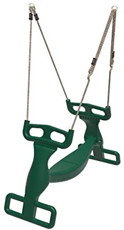 Rebo® Moulded Plastic Tandem Glider Two Child Swing Seat - Green | OutdoorToys | Easy Assembly, Designed for Two Children to Use at Once, Waterproof Wipe-Clean Plastic