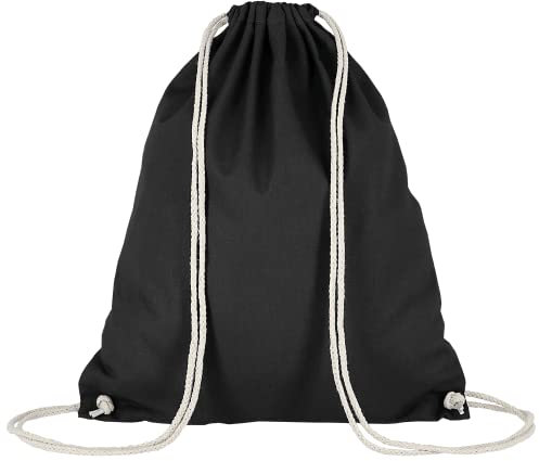 TEXXILLA 10er Pack Turnbeutel - Oeko-TEX 100 Zertifiziert | mit robusten Zugbändern | 38x46cm | Jutebeutel | Einkaufstasche | unbedruckt, Farbe:schwarz, Größe:10 Stück