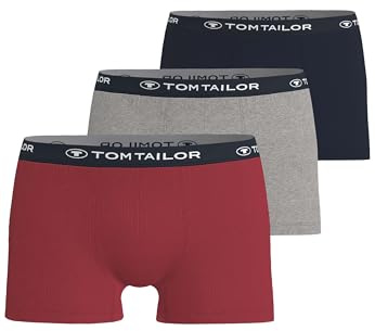 TOM TAILOR Herren Hip Pants, Unterhose, Elastan, Baumwolle, Single Jersey, rot melange, 3er Pack