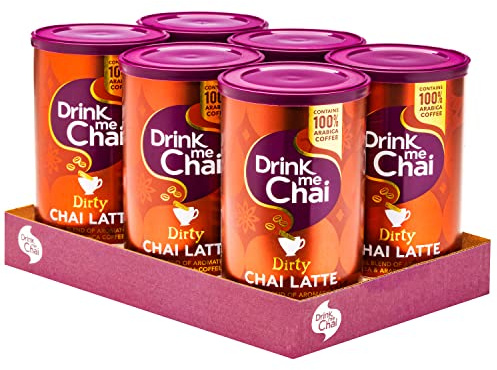 Drink Me Chai Dirty Chai Latte 200g | Just Add Water | Made with 100% Colombian Arabica Coffee (Pack of 6)