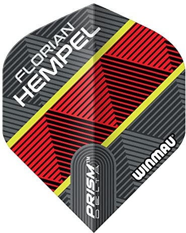 WINMAU Prism Delta Florian Hempel Grauer und roter Dartflug - 1 Satz pro Packung (insgesamt 3 Flüge)