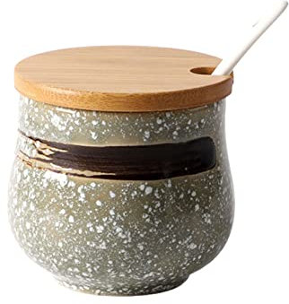 Sucrier japonais avec couvercle, pot de rangement en céramique rétro, petit pot à sucre de 200 ml, pot à épices for récipient à sucre, for café, restaurant, maison-g-200 ml pots à épices de cuisine de