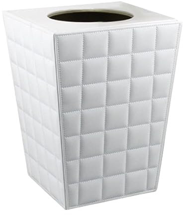 TentHome Papierkorb Mülleimer Retro Leder PU Holz Eimerkorb Abfalleimer 12 Liter Elegant Papiereimer für Büro Zuhause Schwarz