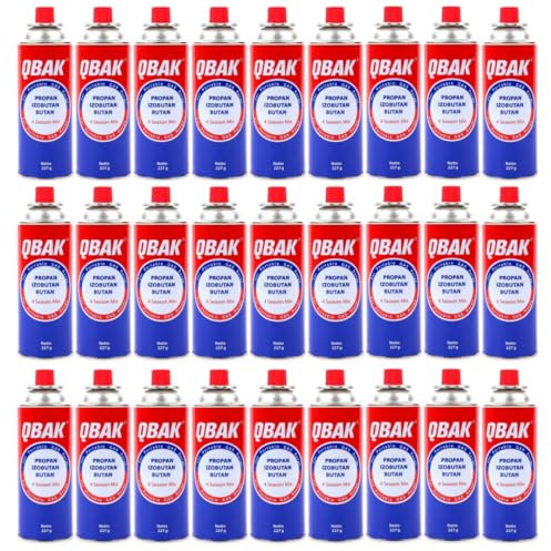KROWN - Pack de Cartuchos de Gas Butano Recambio de Gas Propano Portable Gas Butano Compatible para Cocina Portátil, Hornillo, Soplete Soldador, Camping K-250 227gr (28 Unidades)