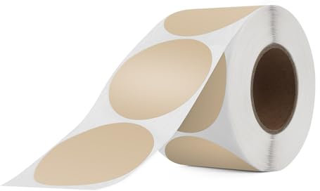 FINDAT Khaki 50 mm Runde Thermo-Etiketten Rolle Selbstklebende Drucker Etiketten Kreis Vinyl Wasserdichtes Klebepunkte Aufkleber für Büro Logo Design QR Versand 500 Stück