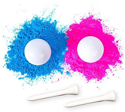 Gender Reveal Golfball Blau Rosa mit Farbigem Rauch, für Werdende Eltern