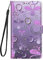 Coque Compatible pour Samsung Galaxy A25 4G 5G Étui Silicone PU Cuir Clapet Rabat Magnetique Case Cover Motif Portefeuille Kickstand Bumper Antichoc Housse (Violette)